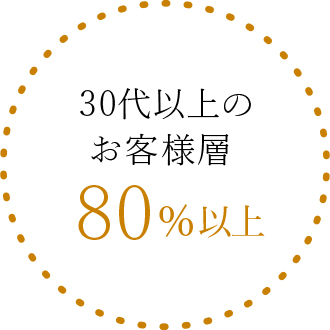 大人女性におすすめ30代40代のお客様80%